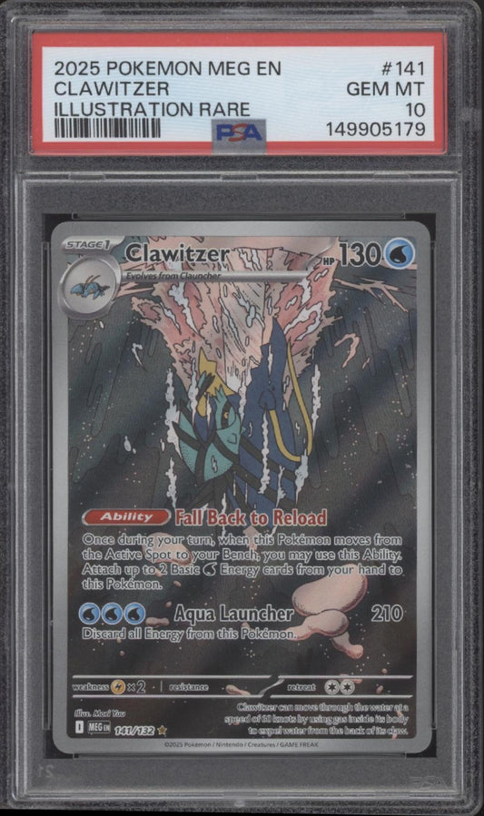 Clawitzer Pokemon Mega Evolution Illustration Rare #141 PSA 10