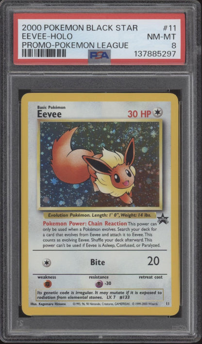 Eevee Pokemon League Black Star Promo Holo #11 PSA 8