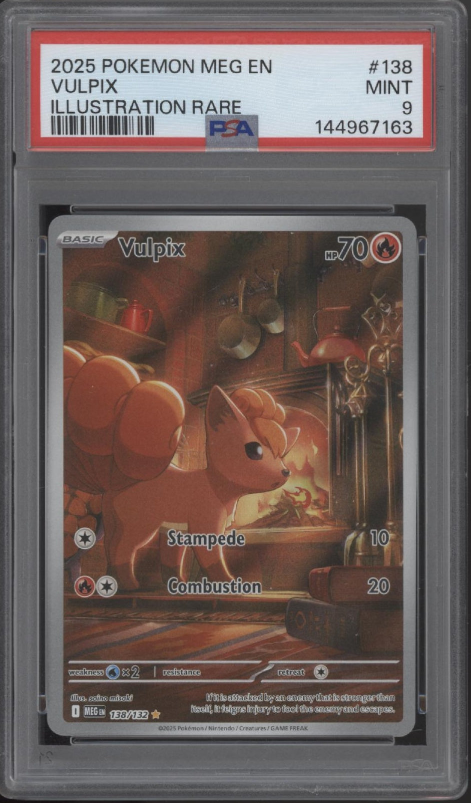 Vulpix Pokemon Mega Evolution Illustration Rare #138 PSA 9