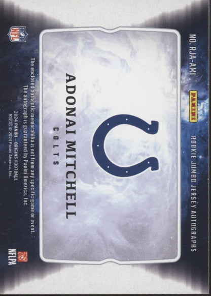 Adonai Mitchell 2024 Panini Origins Swatch RC auto #RJA-AMI