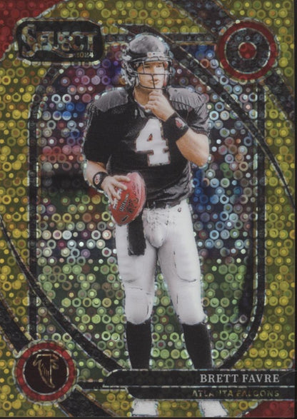 Brett Favre 2024 Panini Select Gold No Huddle Prizm Jersey Number 4/10 #211