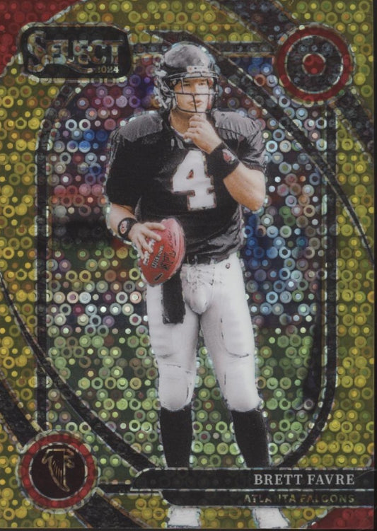 Brett Favre 2024 Panini Select Gold No Huddle Prizm Jersey Number 4/10 #211