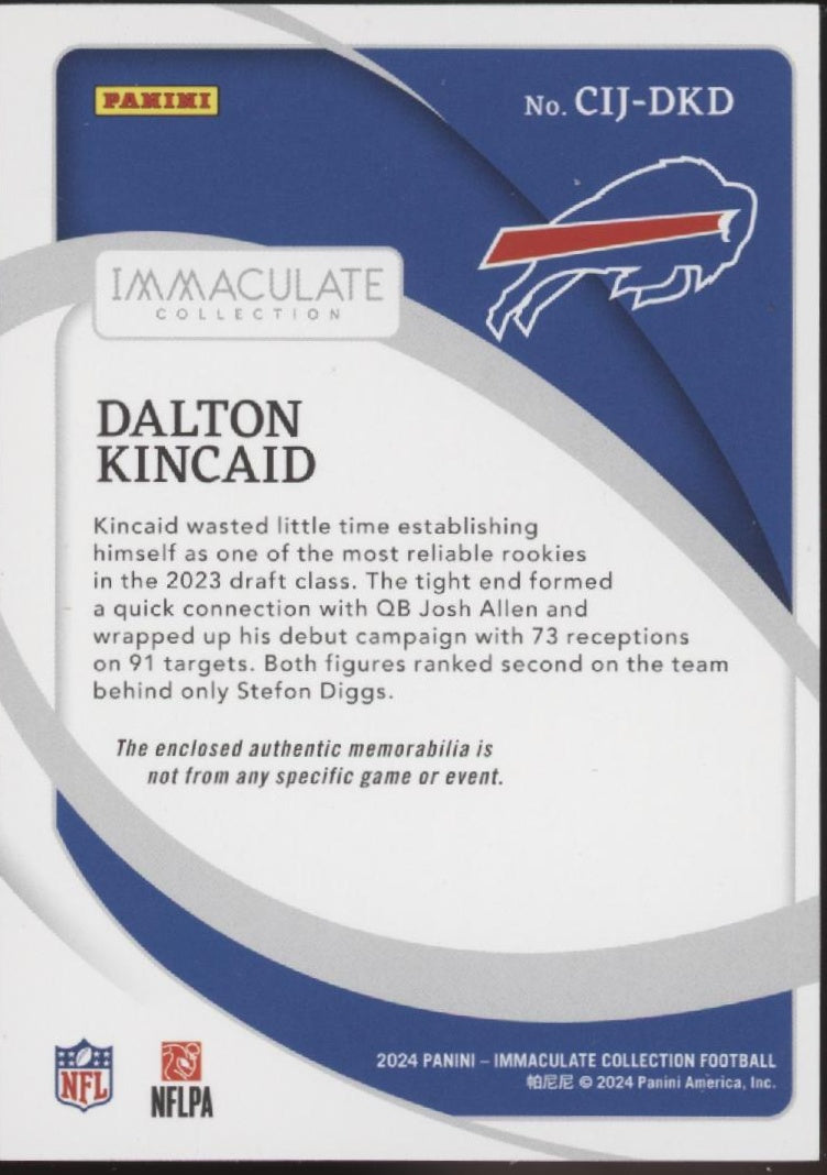 Dalton Kincad 2024 Panini Immaculate Collection Swatch 25/99 #CIJ-DKD