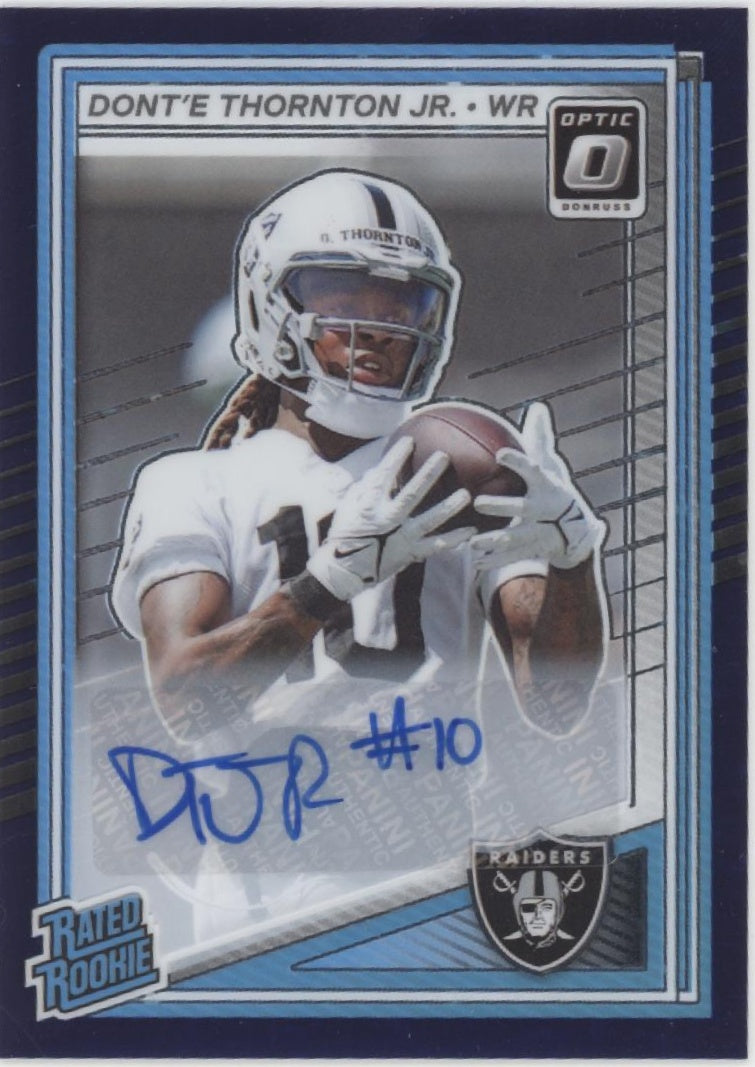 Dont'e Thornton Jr. 2025 Donruss Optic Rated Rookie Purple Prizm RC Auto 07/42