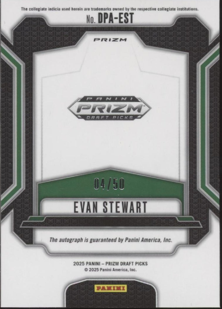 Evan Stewart 2025 Prizm Draft Picks Rated Prospect Purple Ice Prizm Auto 04/50
