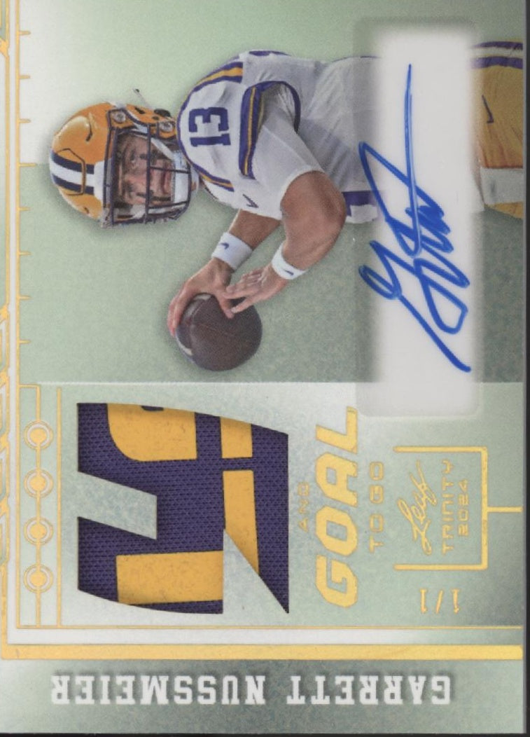 Garrett Nussmeier 2024 Leaf Trinity Goal To Go Swatch Auto 1/1 #4GG-GN1、Collector Store LLC、kayou