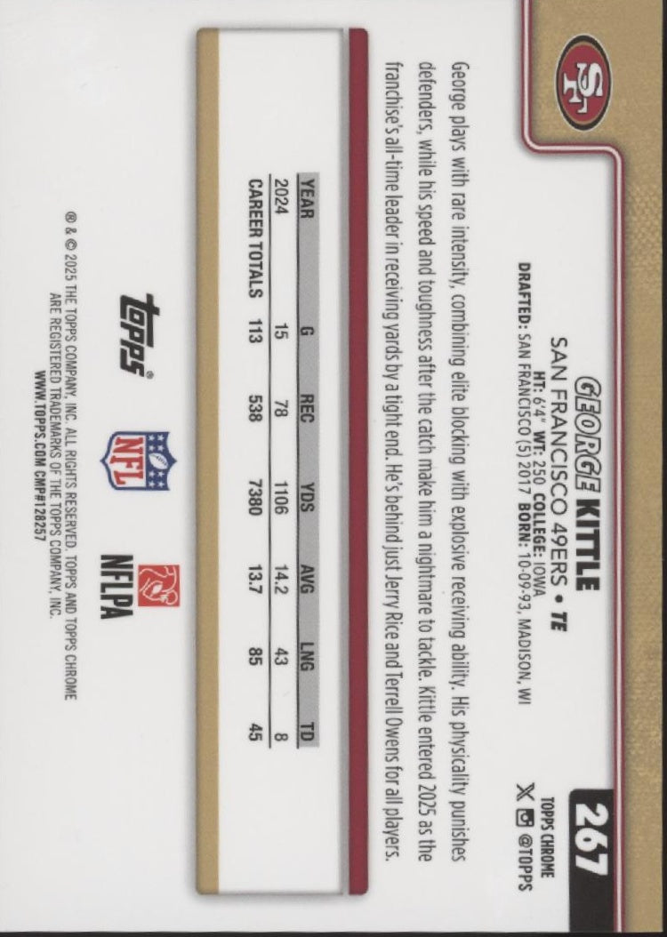 George Kittle 2025 Topps Chrome Gold Wave Refractor 07/50 #267