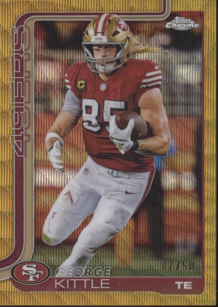 George Kittle 2025 Topps Chrome Gold Wave Refractor 07/50 #267