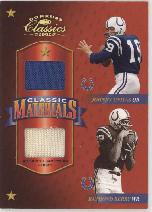 Johnny Unitas / Raymond Berry 2002 Donruss Classics Material Swatch 075/100