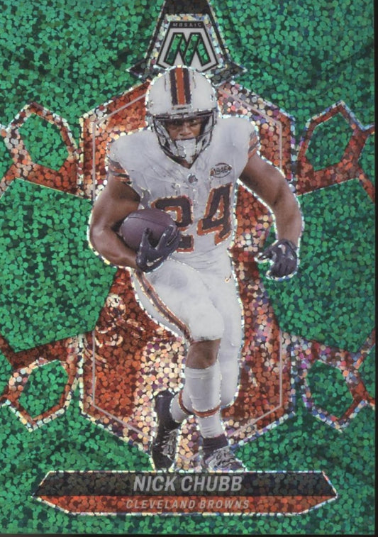 Nick Chubb 2024 Panini Mosaic Green Sparkle Prizm 1/8 #51