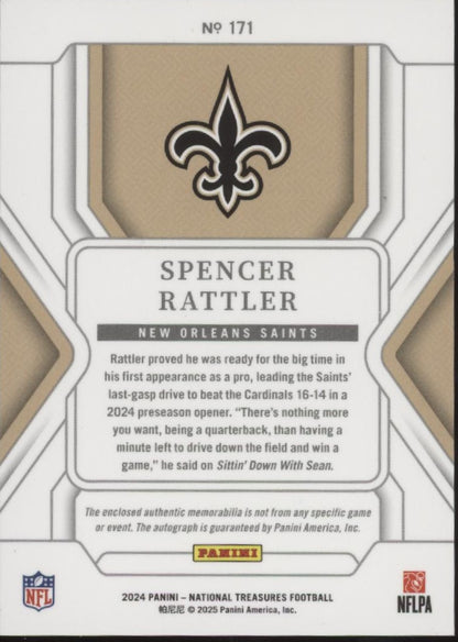 Spencer Rattler 2024 Panini National Treasures Swatch RC Auto 66/80 #171