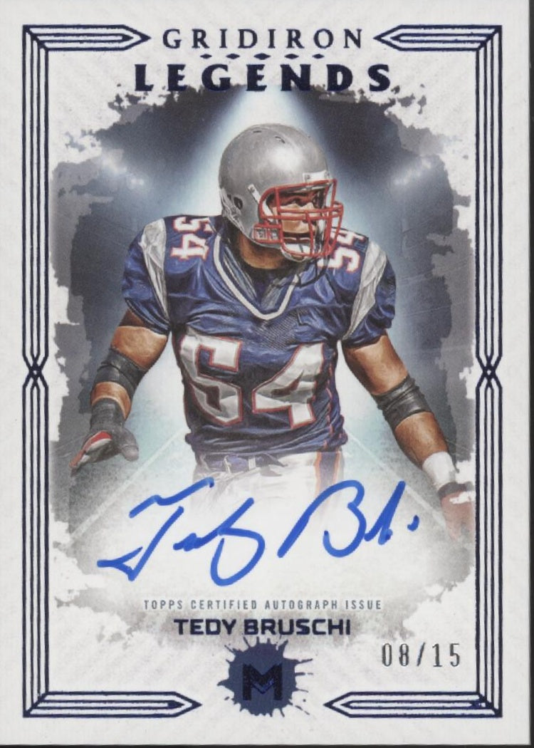 Tedy Bruschi 2024 Topps Motif Gridiron Legends Blue Auto 08/15 #GIL-TD