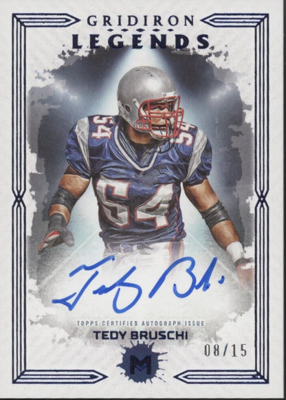 Tedy Bruschi 2024 Topps Motif Gridiron Legends Blue Auto 08/15 #GIL-TD