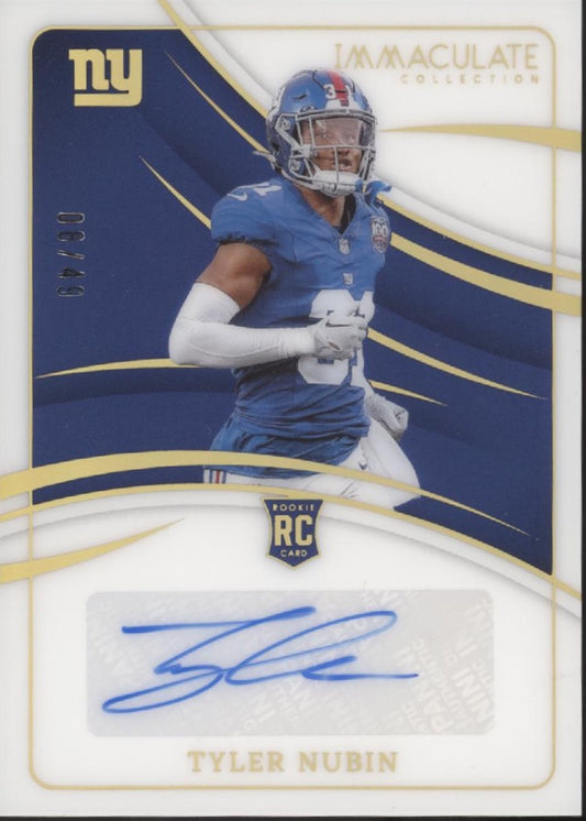 Tyler Nubin 2024 Panini Immaculate Collection RC Auto 08/49 #RA-TNN