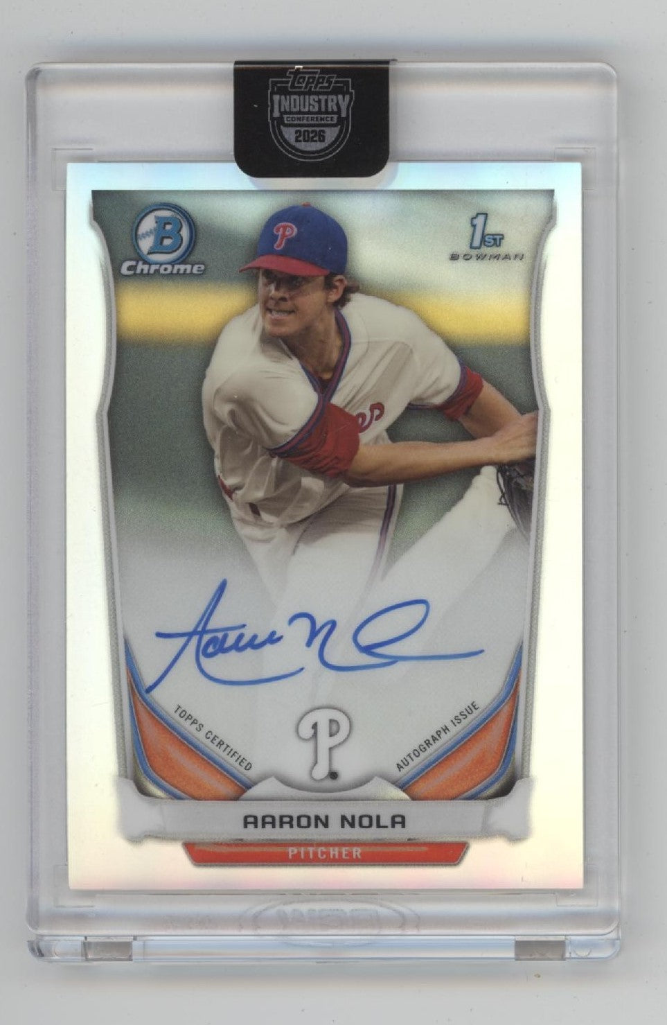 Aaron Nola 2026 Topps Industry Bowman Chrome Refractor Auto #BCA-AN