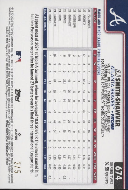 AJ Smith-Shawver 2025 Series 2 Future Stars Value Box Holiday Fireworks 2/5
