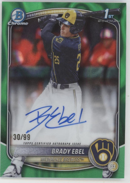 Brady Ebel 2025 Bowman Chrome Prospects Green Lava Refractor Auto 30/99 #CPA-BE