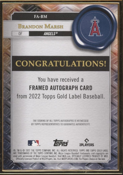 Brandon Marsh 2022 Topps Gold Label Framed Blue RC Auto 33/50 #FA-BM
