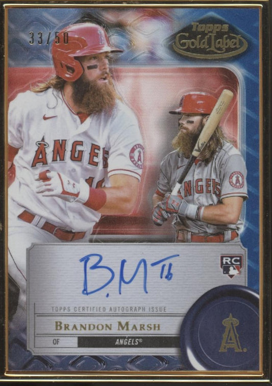 Brandon Marsh 2022 Topps Gold Label Framed Blue RC Auto 33/50 #FA-BM