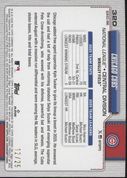 Chicago Cubs 2026 Topps Series 1 Orange Holo 12/25 #320