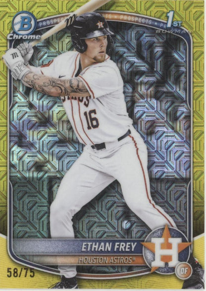 Ethan Frey 2025 Bowman Chrome Prospects Yellow Mojo Refractor 58/75 #BDC-67