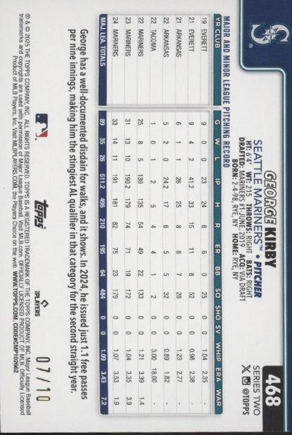 George Kirby 2025 Topps Series 2 Black Diamante Foil 07/10 #468