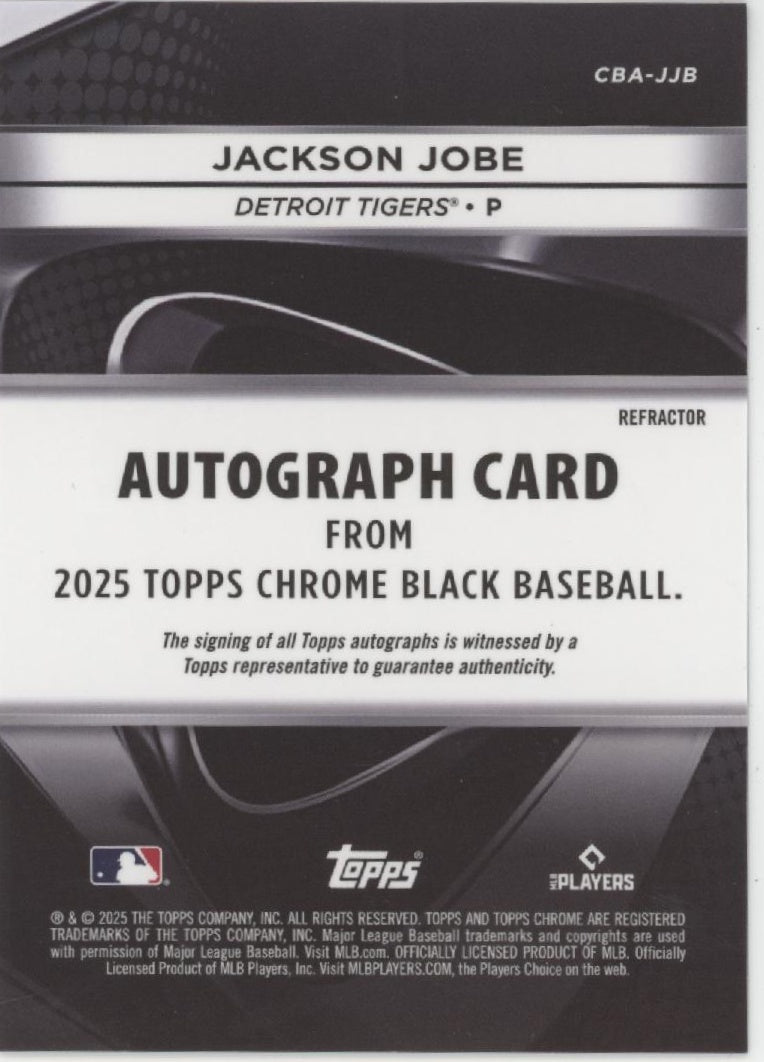 Jackson Jobe 2025 Topps Chrome Black Refactor RC Auto 104/199 #CBA-JJB
