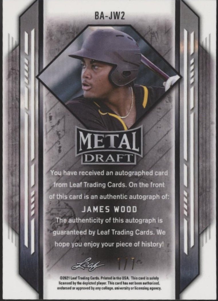James Wood 2021 Leaf Metal Draft Orange Refractor RC Auto 1/7 #BA-JW2