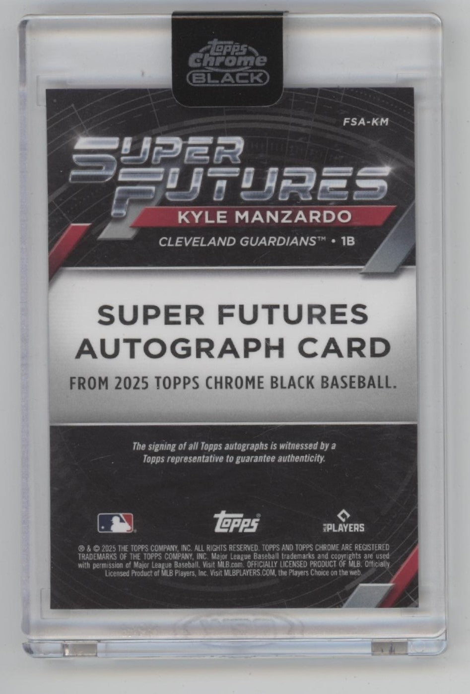 Kyle Manzardo 2025 Topps Chrome Black Super Futures Gold Refractor Auto 15/50