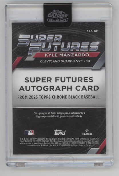 Kyle Manzardo 2025 Topps Chrome Black Super Futures Gold Refractor Auto 15/50