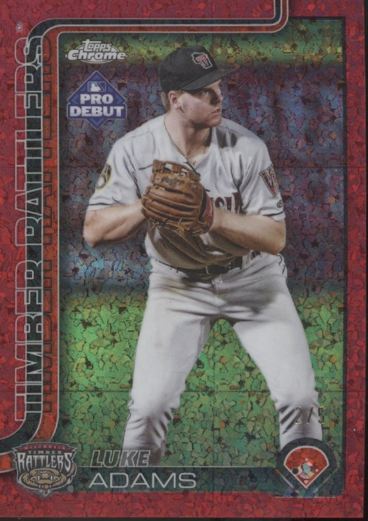 Luke Adams 2025 Topps Chrome Pro Debut Red Mini Diamond Refractor 2/5 #PDC-69