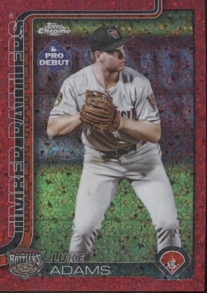 Luke Adams 2025 Topps Chrome Pro Debut Red Mini Diamond Refractor 2/5 #PDC-69