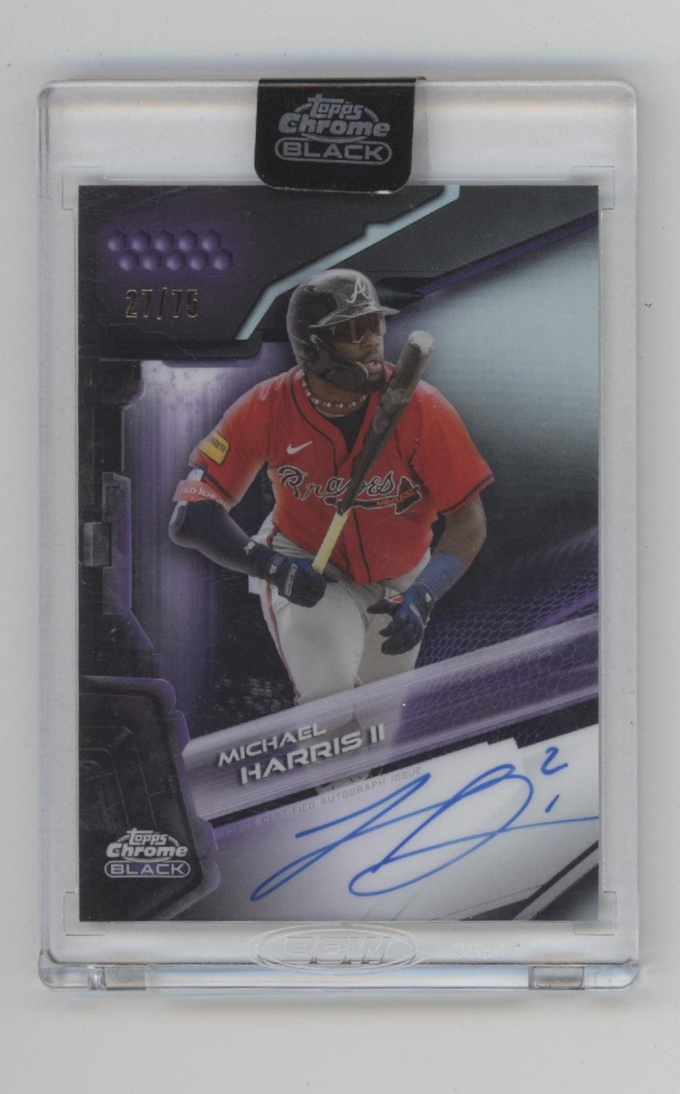 Michael Harris II 2026 Topps Chrome Black Purple Refractor Auto 27/75 #CBA-MHA