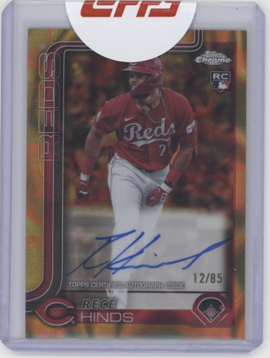 Rece Hinds 2025 Topps Chrome Gold Lava Refractor RC Auto 12/85 #RA-RH