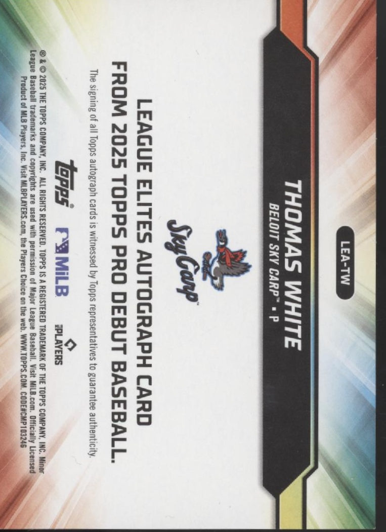 Thomas White 2025 Topps Pro Debut League Elites Auto 28/50 #LEA-TW