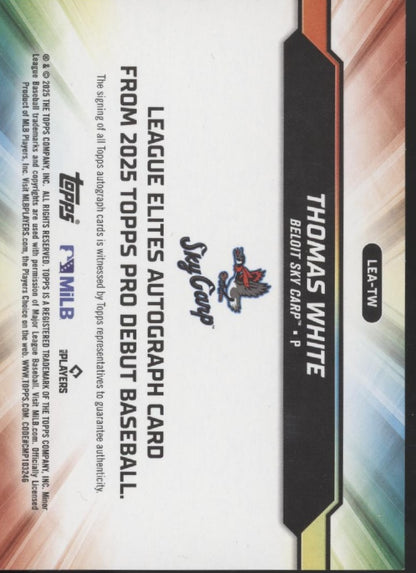 Thomas White 2025 Topps Pro Debut League Elites Auto 28/50 #LEA-TW