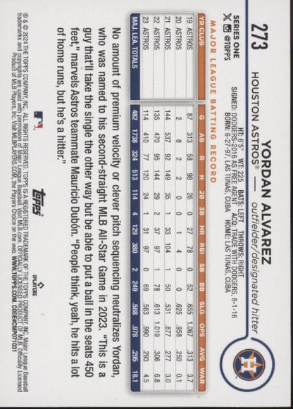 Yordan Alvarez 2024 Topps Series 1 True Image #273