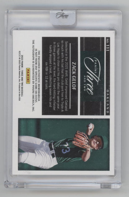 Zack Gelof 2023 Panini Three & Two Swatch RC Auto 10/10 #111