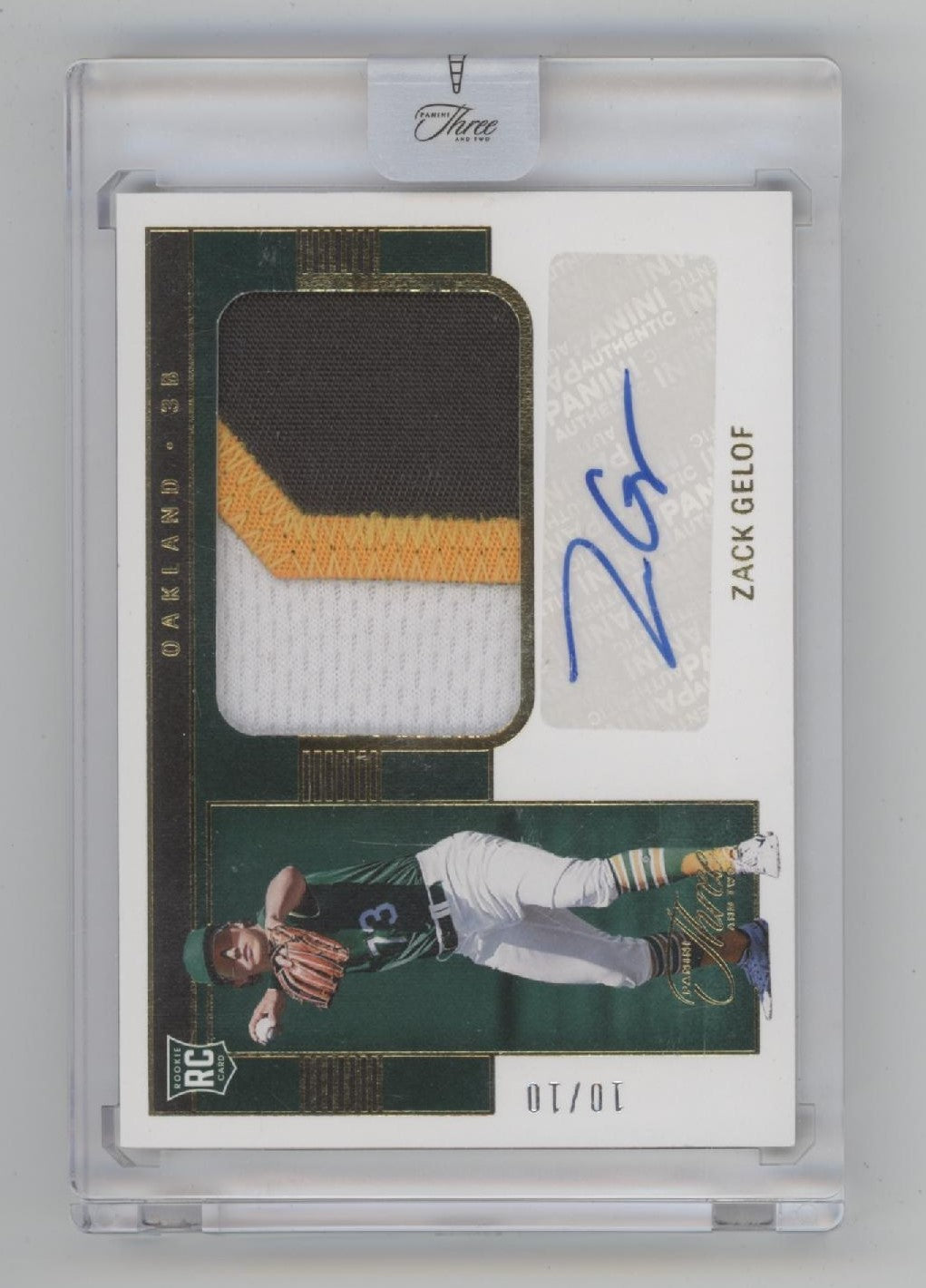 Zack Gelof 2023 Panini Three & Two Swatch RC Auto 10/10 #111
