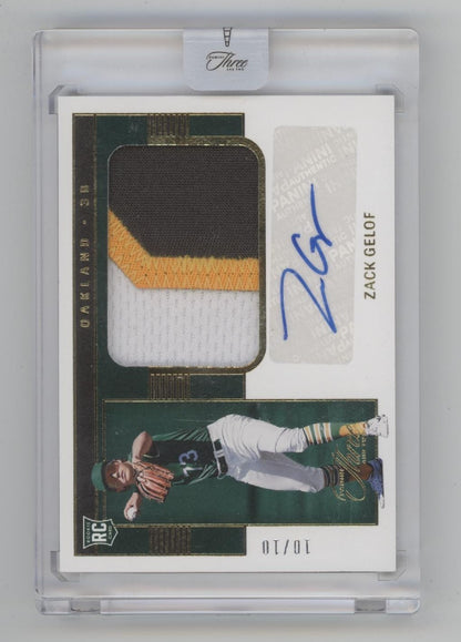 Zack Gelof 2023 Panini Three & Two Swatch RC Auto 10/10 #111