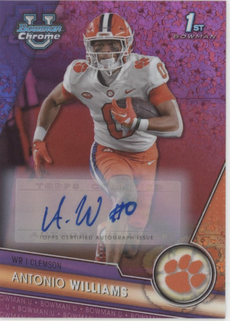 Antonio Williams 2023 Chrome University Fuchsia Mini Diamond Refractor Auto /150