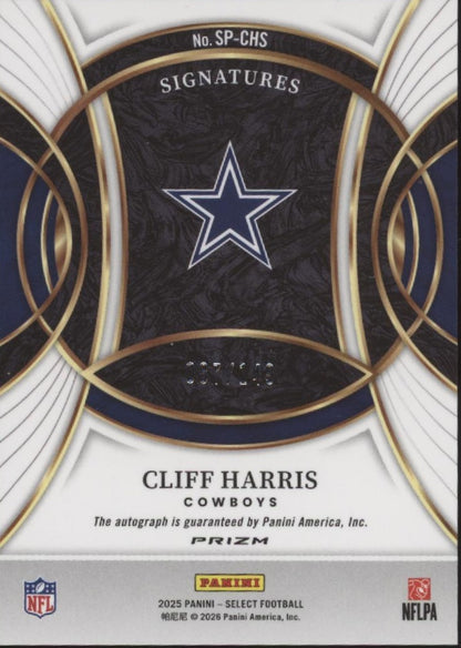 Cliff Harris 2025 Panini Select Blue Prizm Auto 087/149 #SP-CHS
