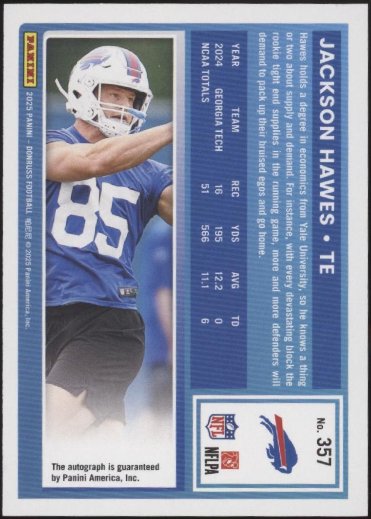 Jackson Hawes 2025 Panini Donruss Rated Rookie Blue Auto 120/150 #357