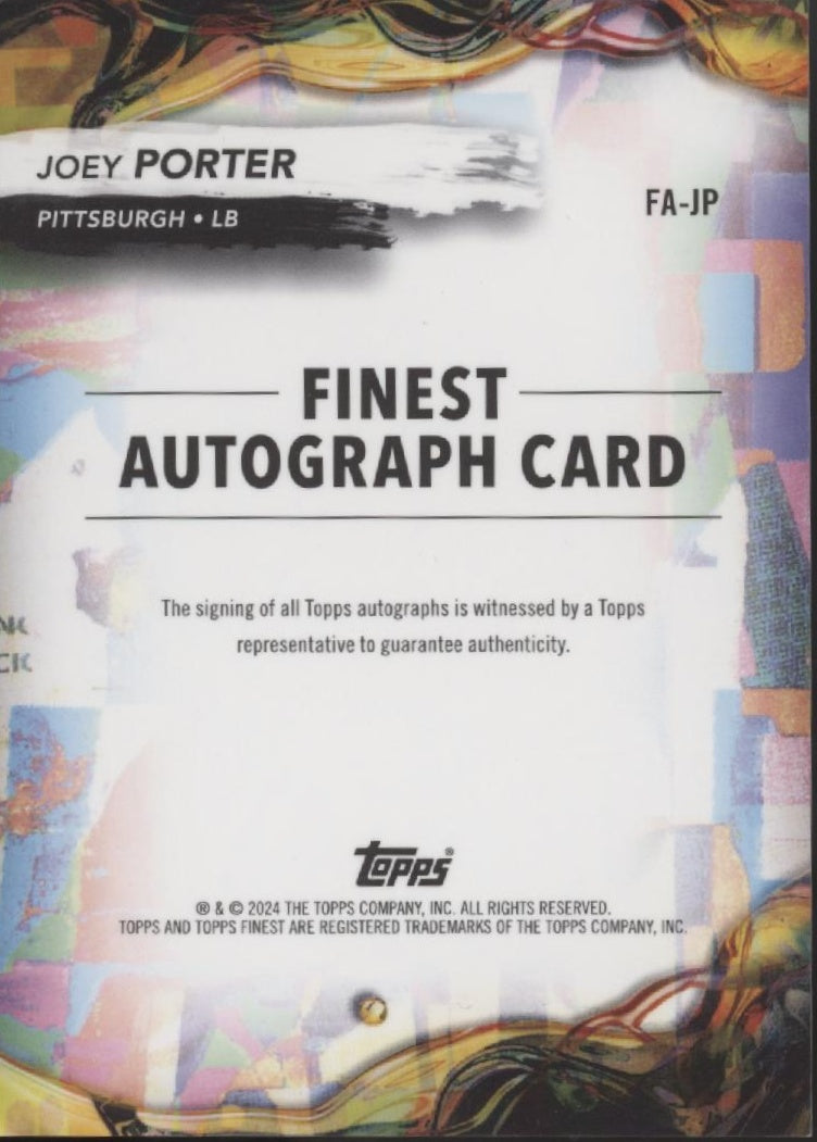 Joey Porter 2024 Topps Finest Gold Refractor Auto 35/50 #FA-JP