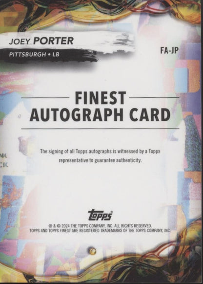 Joey Porter 2024 Topps Finest Gold Refractor Auto 35/50 #FA-JP