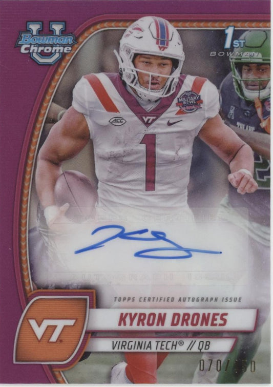 Kyron Drones 2024 Bowman Chrome University Fuchsia Refractor Auto 070/150