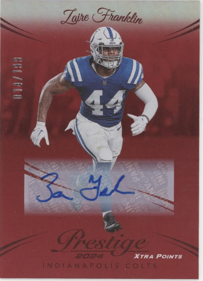 Zaire Franklin 2024 Panini Prestige Xtra Points Red Auto 014/199 #131