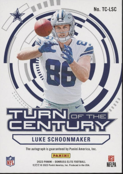 Luke Schoonmaker 2023 Panini Donruss Elite Turn of the Century RC Auto 02/99