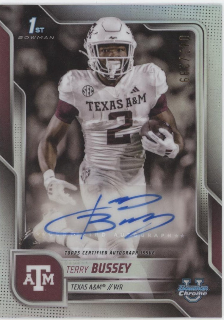 Terry Bussey 2025 Bowman Chrome University Refractor Auto 047/299 #BCA-TB