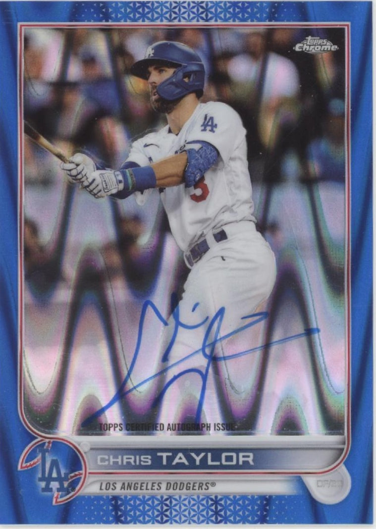 Chris Taylor 2022 Topps Chrome Blue Ray Wave Refractor Auto 113/150 #CVA-CT